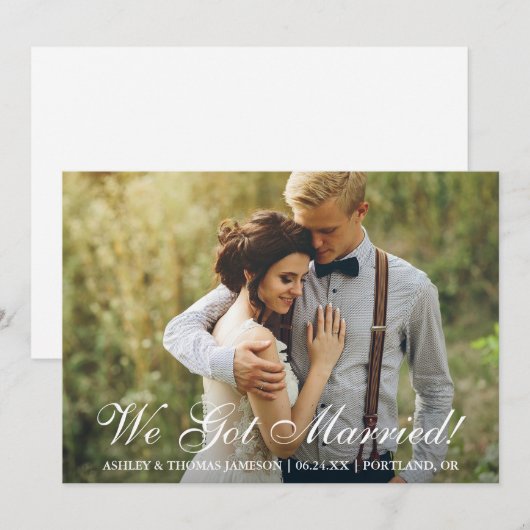 We zijn getrouwd. Aankondiging van de elopement (Voorkant / Achterkant)