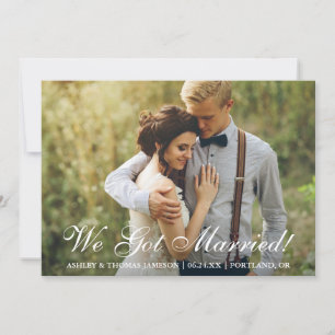 We zijn getrouwd. Aankondiging van de elopement