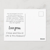 We zijn getrouwd. Aankondiging van het Briefkaart  (Achterkant)