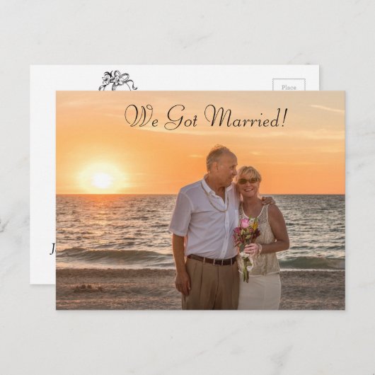 We zijn getrouwd" Aankondigingen van een bruiloft  Aankondigingskaart (Voorkant / Achterkant)