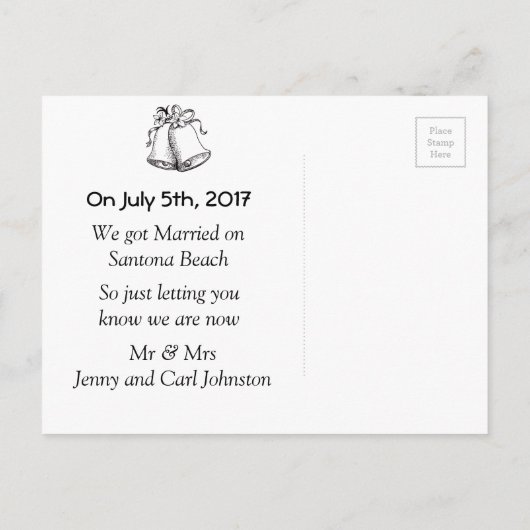 We zijn getrouwd" Aankondigingen van een bruiloft  Aankondigingskaart (Achterkant)