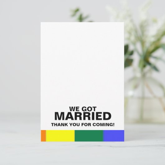 We zijn getrouwd, bedankt voor je komst (Staand voorkant)