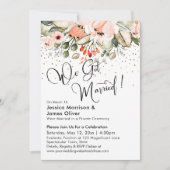 We Zijn Getrouwd! Blozende Bloemen & Gouden Confet Kaart (Voorkant)