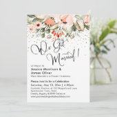 We Zijn Getrouwd! Blozende Bloemen & Gouden Confet Kaart (Staand voorkant)