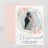 We Zijn Getrouwd Blush Bloemstuk Gevluchte Aankond Kaart (Voorkant / Achterkant)
