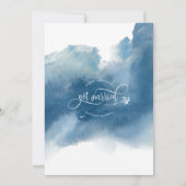 We zijn getrouwd bruiloft aankondiging in blauw (Achterkant)