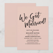 We Zijn Getrouwd! Casual Script Blush Ontvangst Kaart (Voorkant / Achterkant)
