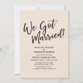 We Zijn Getrouwd! Casual Script Cream Ontvangst Kaart (Voorkant)