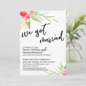 We Zijn Getrouwd Casual Script Watercolor Bloemen Kaart (Staand voorkant)