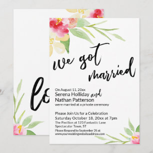 We Zijn Getrouwd Casual Script Watercolor Bloemen Kaart
