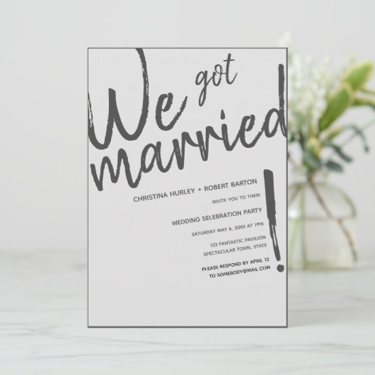 "We zijn getrouwd!" Casual scriptweddenschappen Kaart (Staand voorkant)