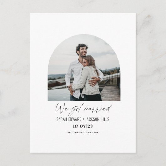 We zijn getrouwd Elegant moderne bootfoto-ontwikke Aankondigingskaart (Voorkant)