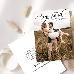 We zijn getrouwd, elegante foto bruiloft aankondiging