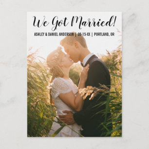 We zijn getrouwd elopement aankondiging briefkaart