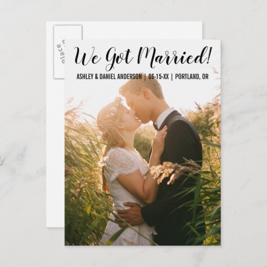 We zijn getrouwd elopement aankondiging briefkaart (Voorkant / Achterkant)