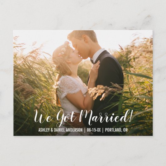 We zijn getrouwd elopement aankondiging briefkaart (Voorkant)