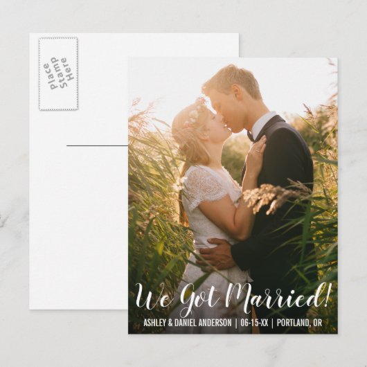 We zijn getrouwd elopement aankondiging briefkaart (Voorkant / Achterkant)