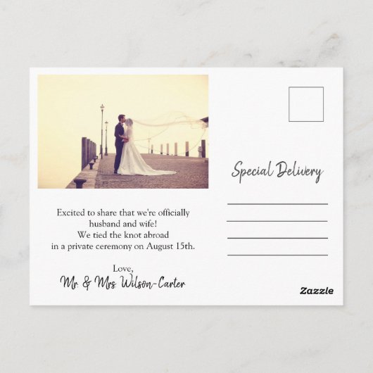 We zijn getrouwd, Elopement Briefkaart (Achterkant)