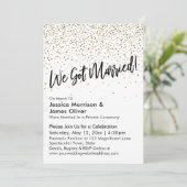We zijn getrouwd. Faux Gold Glitter Confetti Kaart (Staand voorkant)