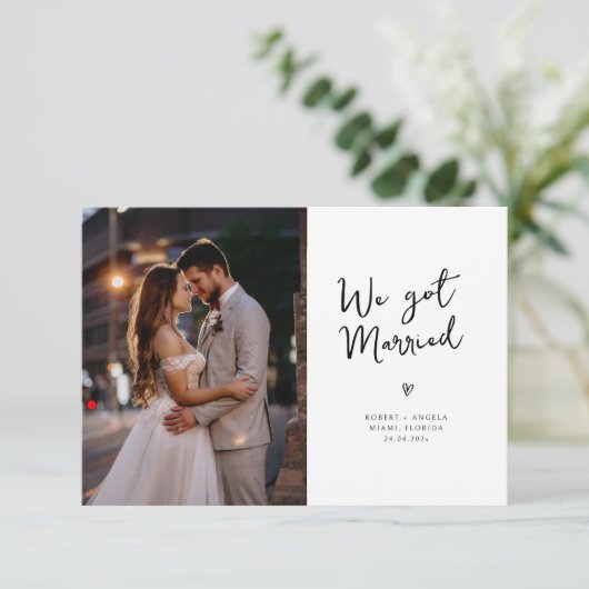 We zijn getrouwd foto bruiloft aankondiging (Staand voorkant)