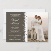 We zijn getrouwd Glitter Hart Foto Aarde Grijs Kaart (Voorkant)