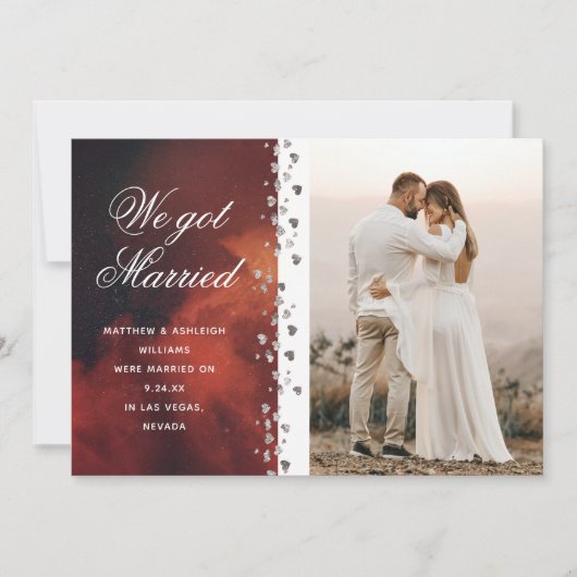 We Zijn Getrouwd Glitter Hart Foto Elopement Ruimt Kaart (Voorkant)