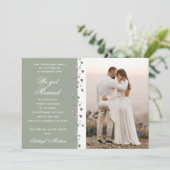 We zijn getrouwd Glitter Heart Foto Groen Wit Kaart (Staand voorkant)