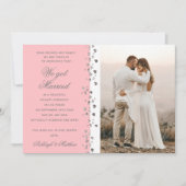 We zijn getrouwd Glitter Heart Foto Roze Wit Kaart (Voorkant)
