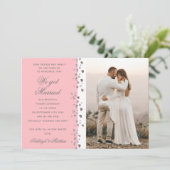 We zijn getrouwd Glitter Heart Foto Roze Wit Kaart (Staand voorkant)