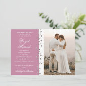 We zijn getrouwd Glitter Heart Foto Roze Wit Kaart (Staand voorkant)