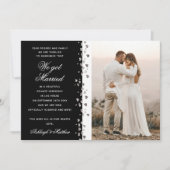 We zijn getrouwd Glitter Heart Foto Zwart-wit Kaart (Voorkant)