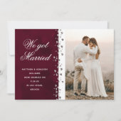 We zijn getrouwd Glitter Heart Photo Elopement Red Kaart (Voorkant)