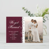 We zijn getrouwd Glitter Heart Photo Elopement Red Kaart (Staand voorkant)