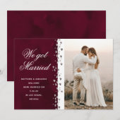 We zijn getrouwd Glitter Heart Photo Elopement Red Kaart (Voorkant / Achterkant)