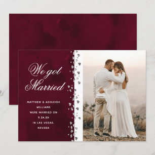 We zijn getrouwd Glitter Heart Photo Elopement Red Kaart