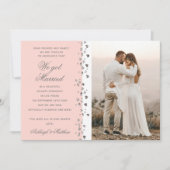 We zijn getrouwd Glitter Heart Photo Peach en Whit Kaart (Voorkant)