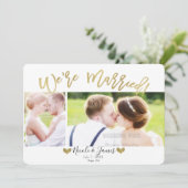 We zijn getrouwd Gold Modern Verloving voor het hu Kaart (Staand voorkant)