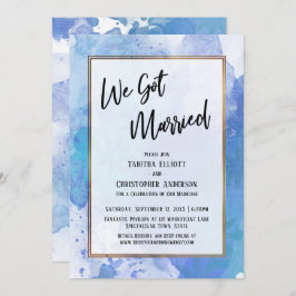 We Zijn Getrouwd Gouden Rand Abstract Blauwe Spatt Kaart