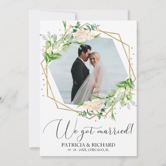 We Zijn Getrouwd Groene Vluchttrouw Aankondiging (Voorkant)