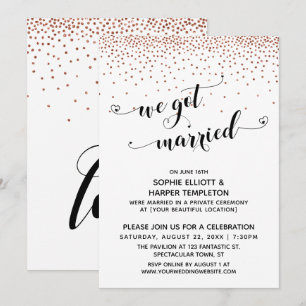 We Zijn Getrouwd Harten Script Koperen Confetti Fe Kaart