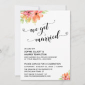 We Zijn Getrouwd Harten Script Waterverf Bloemen Kaart (Voorkant)