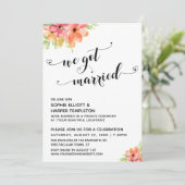 We Zijn Getrouwd Harten Script Waterverf Bloemen Kaart (Staand voorkant)