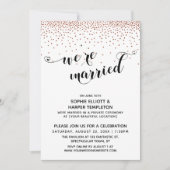 We zijn getrouwd Hartjes Script Koperen Confetti F Kaart (Voorkant)