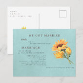 We zijn getrouwd... Het is een feest Turquoise Sun Uitnodiging Briefkaart (Voorkant / Achterkant)