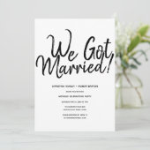 "We Zijn Getrouwd!" Informele Script Trouwreceptie Kaart (Staand voorkant)