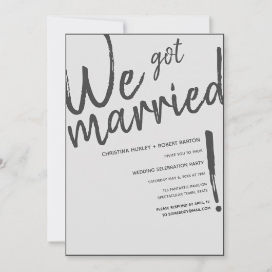 "We Zijn Getrouwd!" Informele Script Trouwreceptie Kaart (Voorkant)