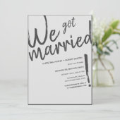 "We Zijn Getrouwd!" Informele Script Trouwreceptie Kaart (Staand voorkant)