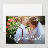 We zijn getrouwd kalligrafie bruiloft fotokaart bedankkaart (Voorkant / Achterkant)