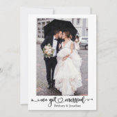 We zijn getrouwd kalligrafie hart foto bruiloft aankondiging (Voorkant)