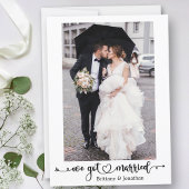 We zijn getrouwd kalligrafie hart foto bruiloft aankondiging